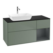V&B Meuble sous-lavabo Finion 120 cm, placage bouleau, tiroirs médian, laqué, huileux, laqué