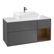 V&B Meuble sous lavabo Finion 120 cm, placage chêne, anthracite mat, droite