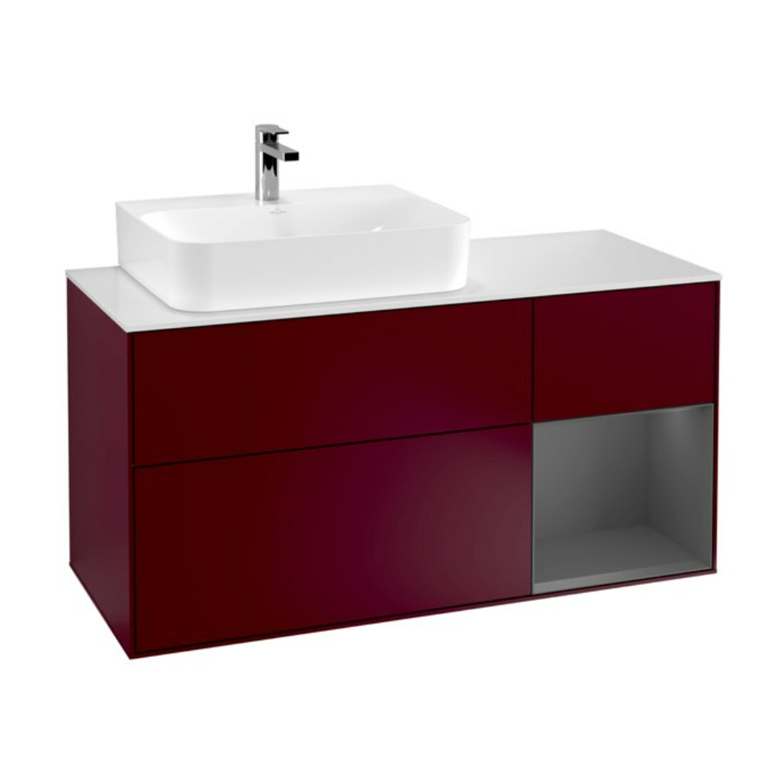 V&B Meuble sous lavabo Finion 120 cm, placage chêne, anthracite mat, poignée métallique