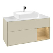 V&B Meuble sous lavabo Finion 120 cm, placage chêne, droite, gris mat laqué