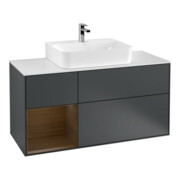 V&B Meuble sous lavabo Finion 120 cm, placage chêne, face laquée mate bleu