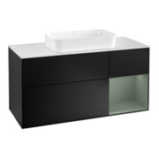 V&B Meuble sous lavabo Finion 120 cm, placage chêne, laqué blanc et bleu