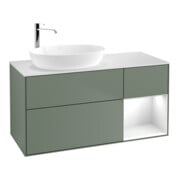 V&B Meuble sous lavabo Finion 120 cm, placage chêne, laqué blanc, huile et laqué