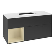 V&B Meuble sous lavabo Finion 120 cm, placage chêne, laqué bleu