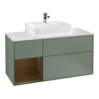 V&B Meuble sous-lavabo Finion 120 cm, placage chêne, porte gauche, finition huilée avec laque