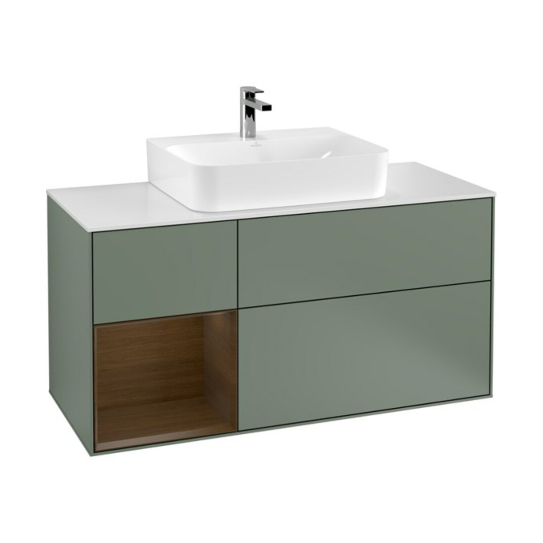 V&B Meuble sous-lavabo Finion 120 cm, placage chêne, porte gauche, finition huilée avec laque
