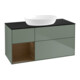 V&B Meuble sous lavabo Finion 120 cm, placage frêne, rangement, olivier mat laqué-1