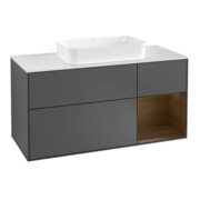 V&B Meuble sous-lavabo Finion 120 cm, placage noyer, anthracite mat, droite