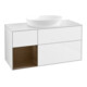 V&B Meuble sous lavabo Finion 120 cm, placage noyer, brillant blanc laqué-1