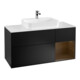 V&B Meuble sous lavabo Finion 120 cm, placage noyer, façade laquée bleue-1