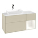 V&B Meuble sous lavabo Finion 120 cm, placage noyer, face blanc mat laqué, côtés gris mat laqué-1