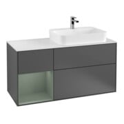 V&B Meuble sous lavabo Finion 120 cm, placage noyer, laqué anthracite mat