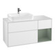 V&B Meuble sous-lavabo Finion 120 cm, placage noyer, laqué blanc brillant-1