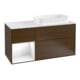 V&B Meuble sous lavabo Finion 120 cm, placage noyer, laqué blanc brillant-1