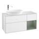 V&B Meuble sous lavabo Finion 120 cm, placage noyer, laqué blanc brillant-1