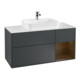 V&B Meuble sous lavabo Finion 120 cm, placage noyer, laqué blanc mat-1