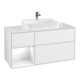 V&B Meuble sous lavabo Finion 120 cm, placage noyer, laque blanche brillante-1