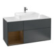 V&B Meuble sous lavabo Finion 120 cm, placage noyer, mat brillant, laqué-1