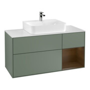 V&B Meuble sous lavabo Finion 120 cm, placage noyer, olivier mat laqué