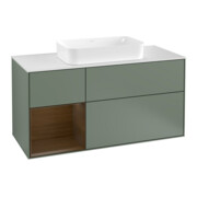 V&B Meuble sous lavabo Finion 120 cm, placage noyer, porte gauche, huile avec laque