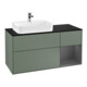V&B Meuble sous lavabo Finion 120 cm, plan blanc mat, rangement arrière, olivier mat laqué-1