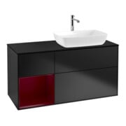 V&B Meuble sous lavabo Finion 120 cm, plan blanc mat, rangement Personnal, bleu mat