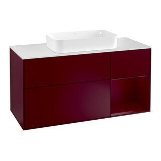 V&B Meuble sous lavabo Finion 120 cm, plan de découpe blanc, tiroir droit Peo, Peo m