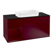 V&B Meuble sous lavabo Finion 120 cm, plan de découpe bleu mat, étagère gauche Peo, Peo m