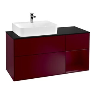 V&B Meuble sous lavabo Finion 120 cm, plan de travail bleu mat, tiroir re Peo, Peo m