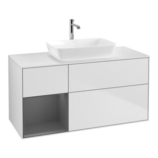 V&B Meuble sous lavabo Finion 120 cm, Plaqué blanc mat, Rangée A mat laqué blanc