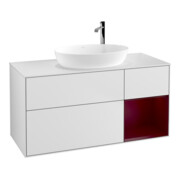 V&B Meuble sous lavabo Finion 120 cm, plaque blanche mate, rangement avec laque, blanc avec laque-1