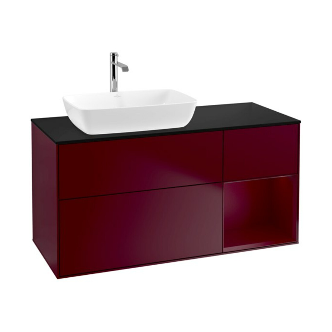 V&B Meuble sous lavabo Finion 120 cm, Plaque bleue, Porte Peinte Mate, Peinte Mate