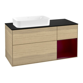 V&B Meuble sous-lavabo Finion 120 cm, Plaque bleue, Tiroir droite Peo, Oa ven