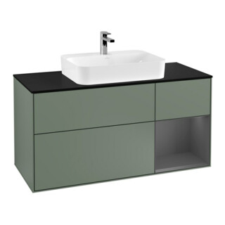 V&B Meuble sous lavabo Finion 120 cm, Plaqué bois, Rouge ambré, Huilé mat laqué