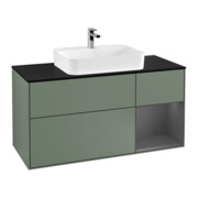 V&B Meuble sous lavabo Finion 120 cm, Plaqué bois, Rouge ambré, Huilé mat laqué