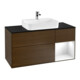 V&B Meuble sous lavabo Finion 120 cm, Plaqué bouleau, laqué blanc brillant, noyer veneer-1