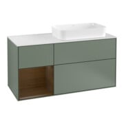 V&B Meuble sous lavabo Finion 120 cm, Plaqué chêne, Porte gauche, Huilé mat, Laqué