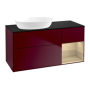 V&B Meuble sous-lavabo Finion 120 cm, plinthe abs. bleue, étagère Oa ven, Peo m