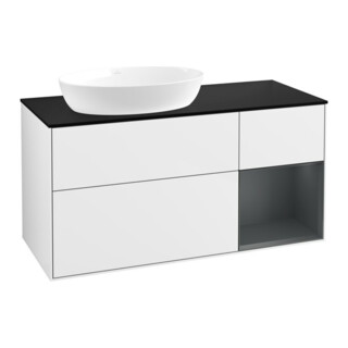 V&B Meuble sous lavabo Finion 120cm, Pl b m, Reg md m Lac, blanc brillant Lac