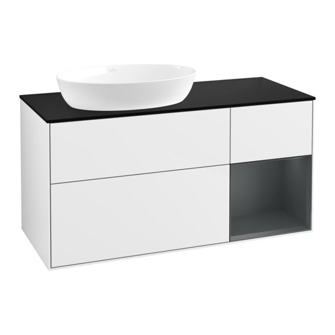 V&B Meuble sous lavabo Finion 120cm, Pl b m, Reg md m Lac, blanc brillant Lac