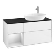 V&B Meuble sous lavabo Finion 120cm, Pl blanc mat, Arrière blanc mat, face blanc laqué