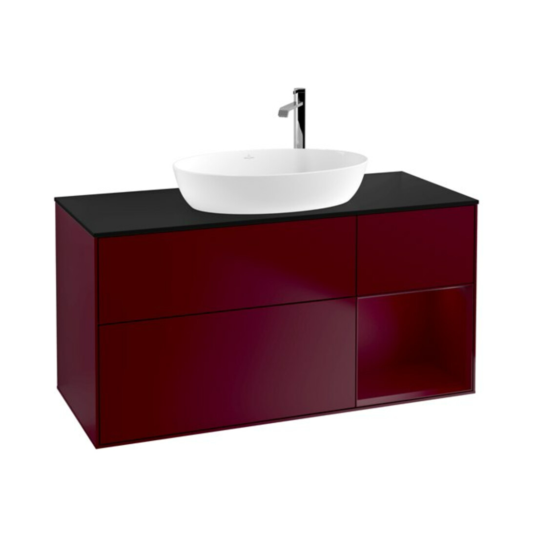 V&B Meuble sous lavabo Finion 120cm, Pl bleu mat, Porte Peo mat laqué, Peo mat