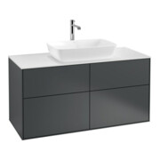 V&B Meuble sous lavabo Finion 120x60,3 cm, éclairage mural, pl. abattant blanc, md bleu m Lac