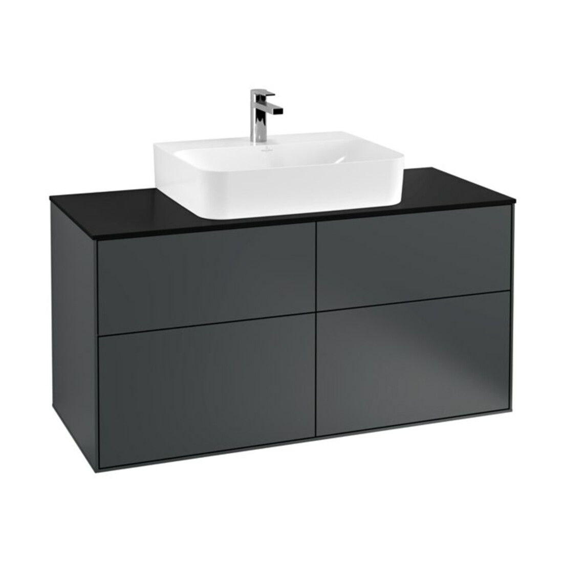 V&B Meuble sous-lavabo Finion 120x60,3 cm, panneau de fermeture bleu mat, bleu moyen mat Lac