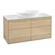 V&B Meuble sous lavabo Finion 120x60,3 cm, panneau latéral blanc, placage chêne