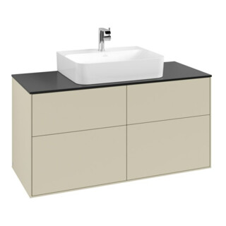 V&B Meuble sous lavabo Finion 120x60,3 cm, plan d'abattant bleu mat, poignée gris mat Lac