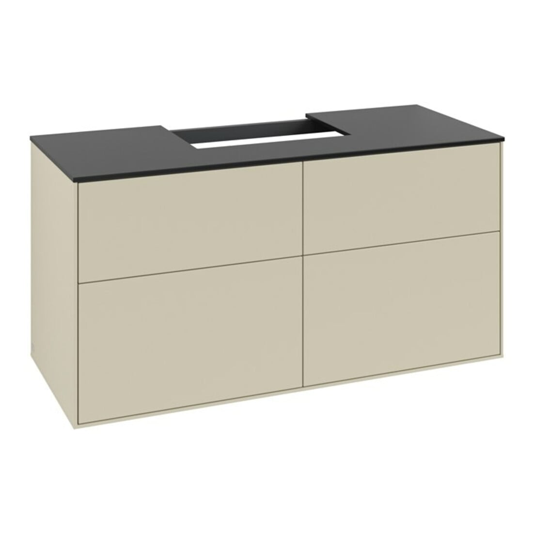V&B Meuble sous lavabo Finion 120x60,3 cm, plan d'abattant bleu mat, poignée gris mat Lac