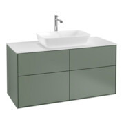V&B Meuble sous lavabo Finion 120x60,3 cm, plan de découpe blanc, olivier avec laque