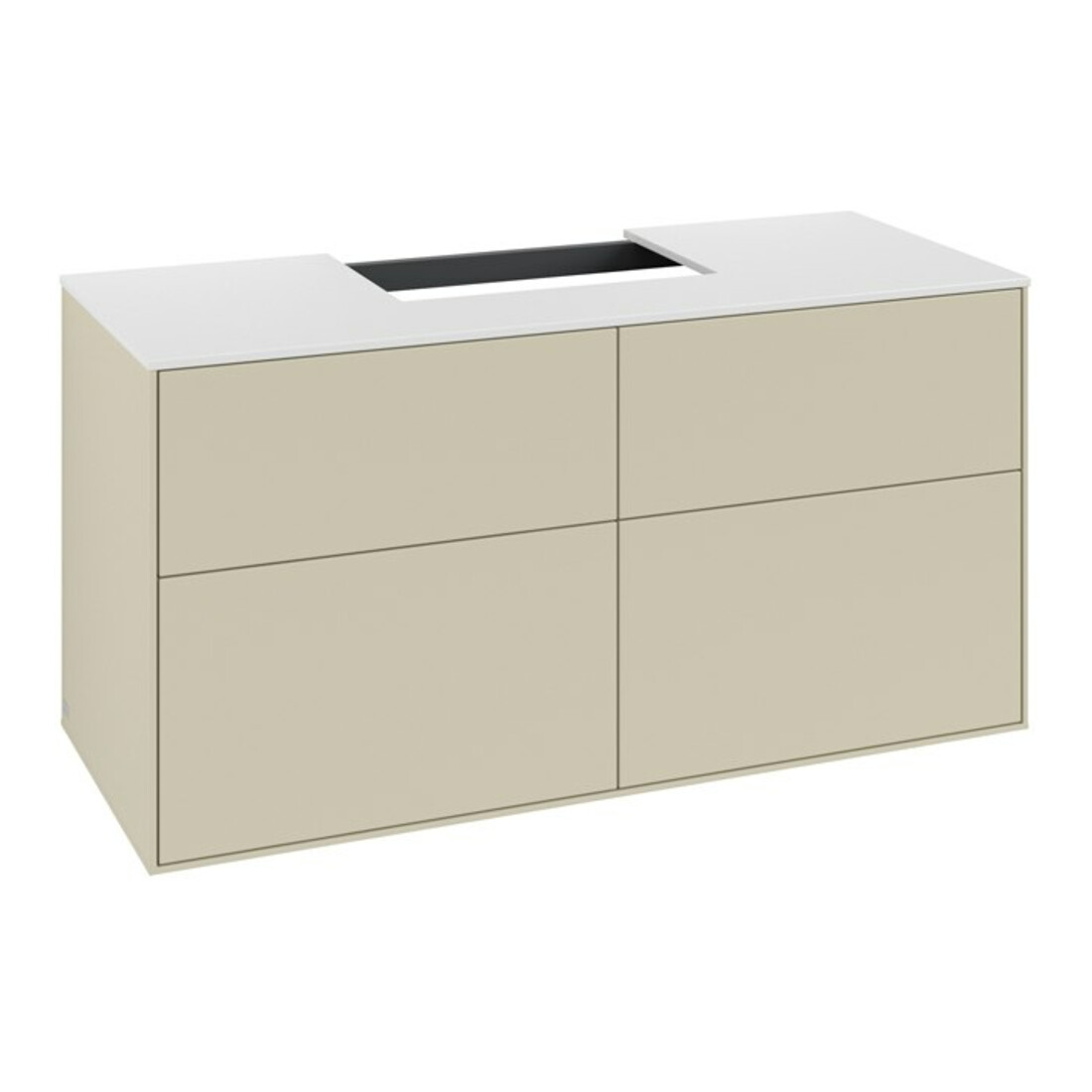 V&B Meuble sous-lavabo Finion 120x60,3 cm, plan de découpe blanc, poignée argent mat laqué