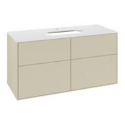 V&B Meuble sous lavabo Finion 120x60,3 cm, plan de découpe blanc, poignée grise avec laque-3